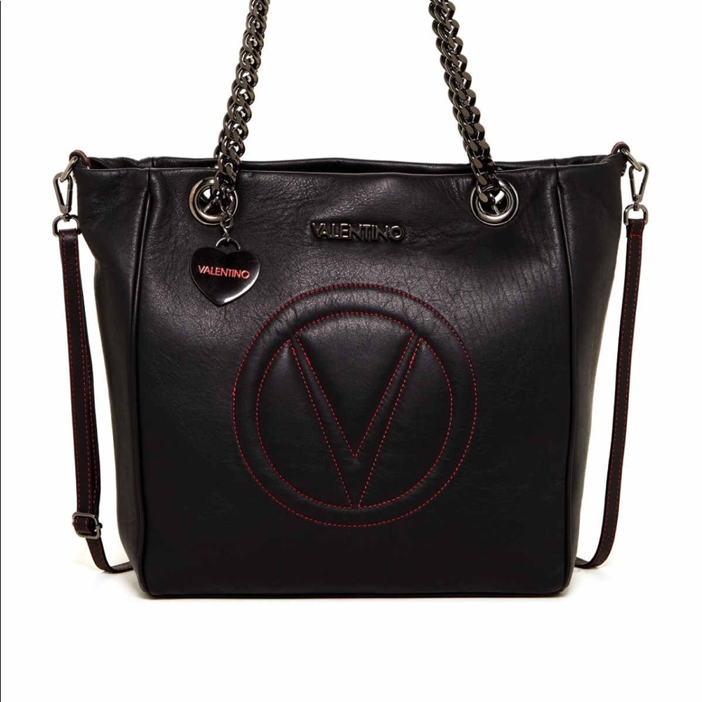 Black Leather Tote by Valentino